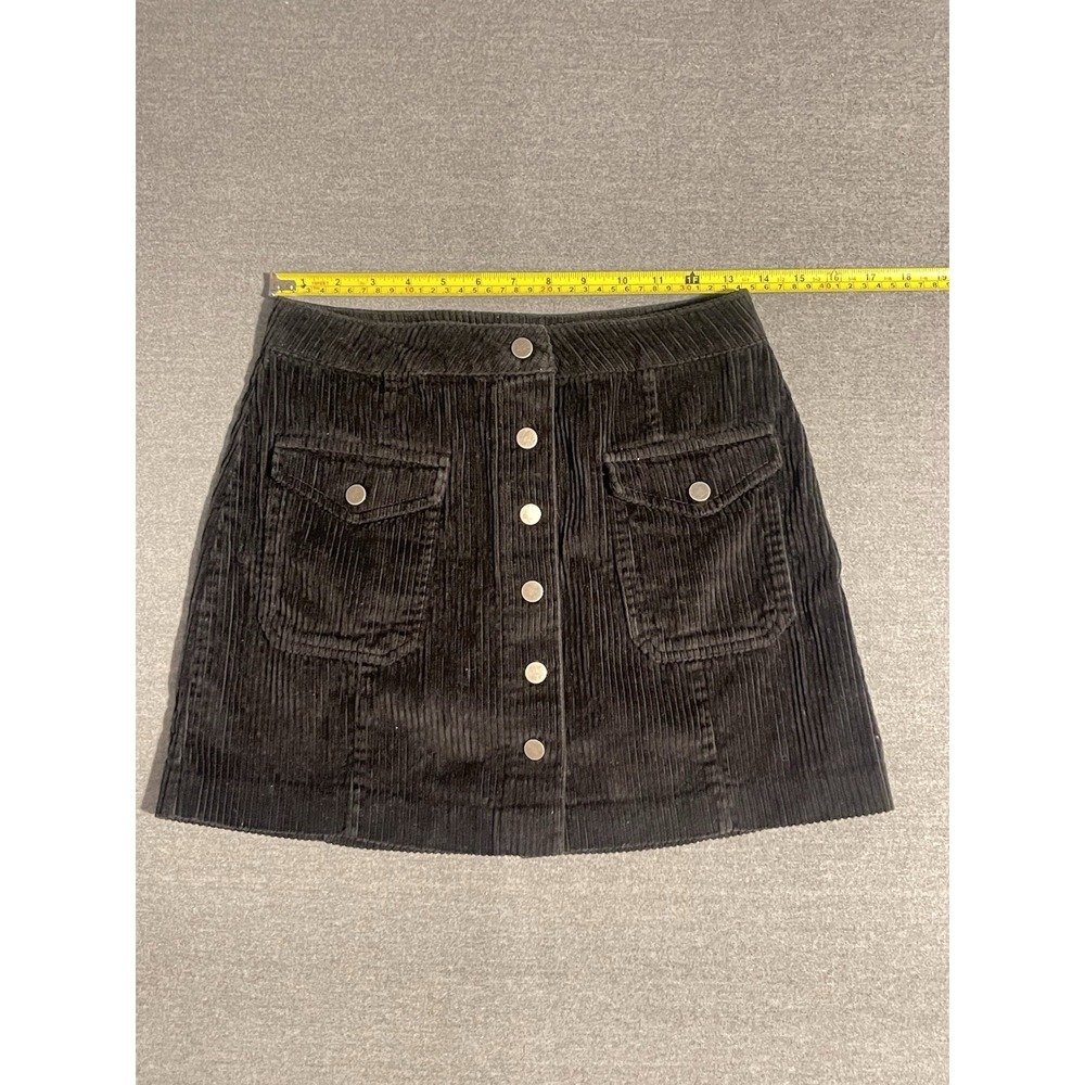 Garage Black Corduroy Mini Skirt‎ Womens S Y2K Button Front Soft Girl Grunge
